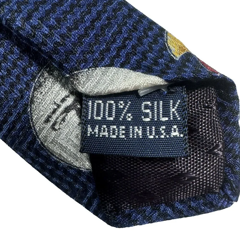 Pinehurst NC Golf Silk Necktie Navy‎ Tees and Golf Balls Putterboy Print Novelty